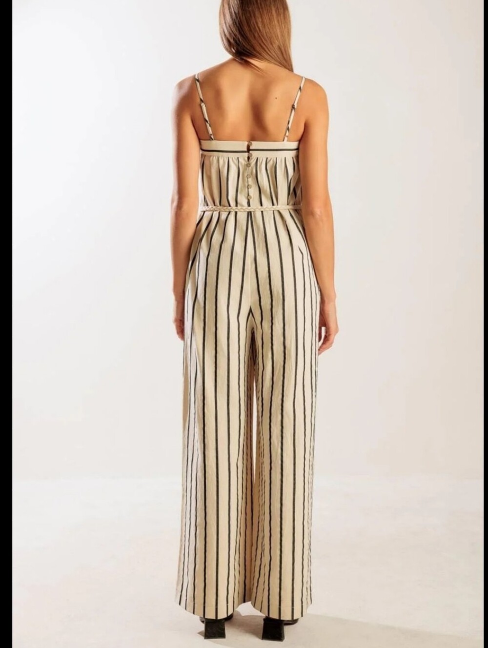 Brady Striped Wide-Leg Jumpsuit - Cream/Black - Picture 10 of 15